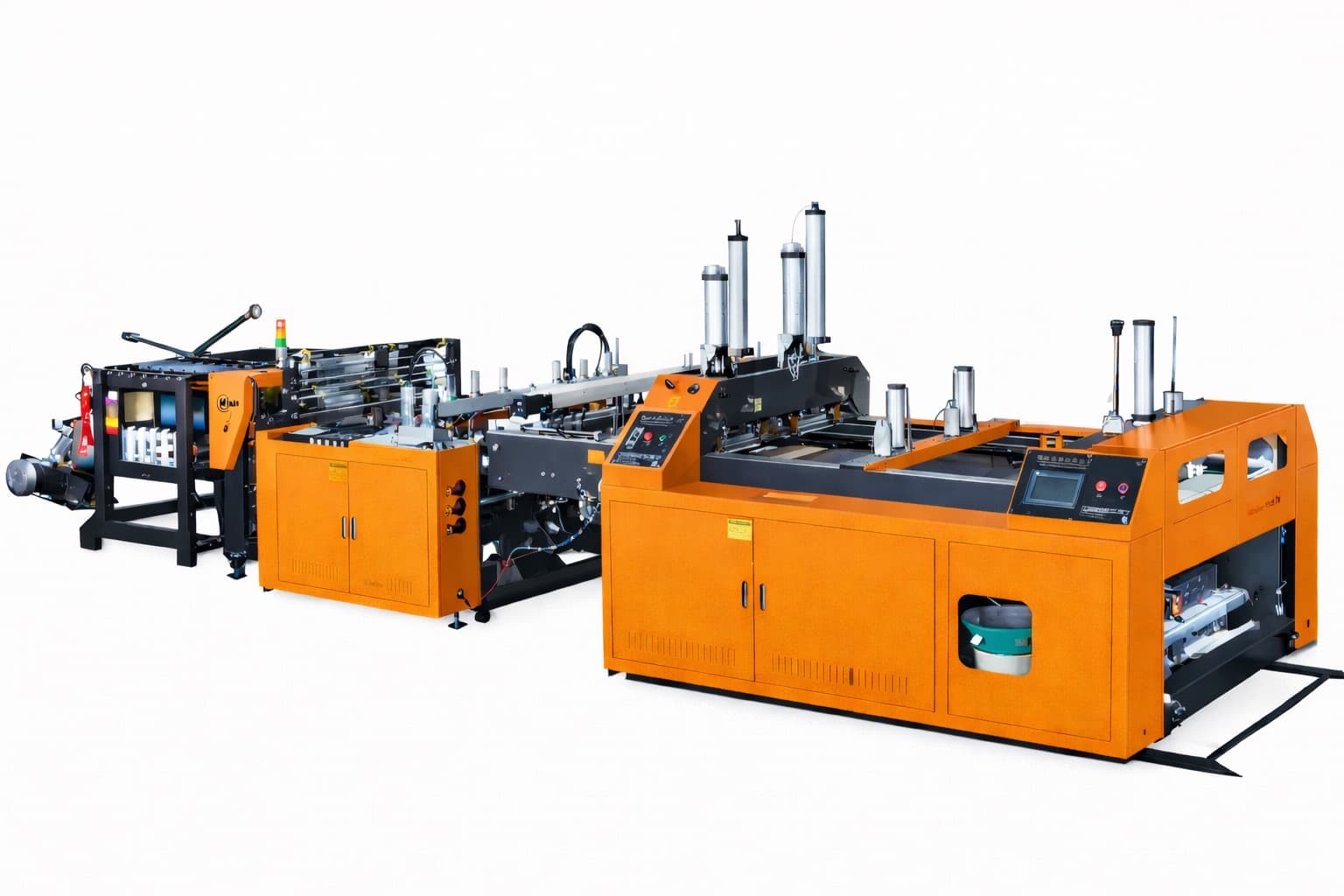 DOUBLE LINE SUPER SPEED T-SHIRT BAG MAKING MACHINE WITH INLINE STRAPPING
