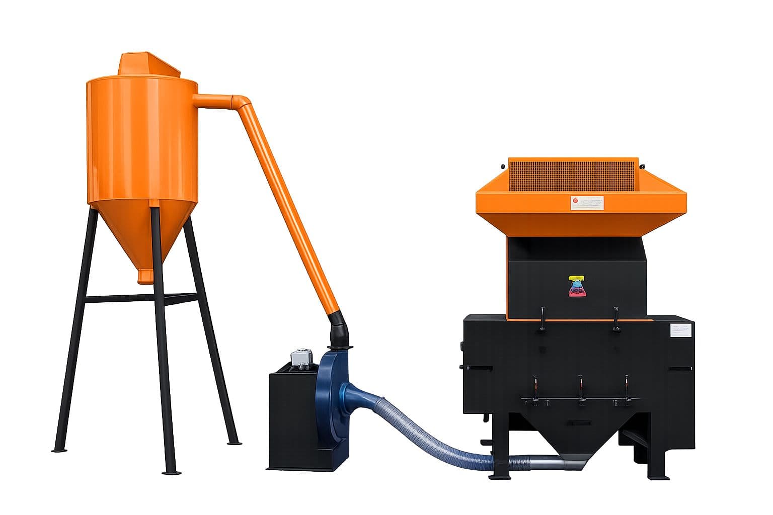 CRUSHER WITH BLOWER AND SILO